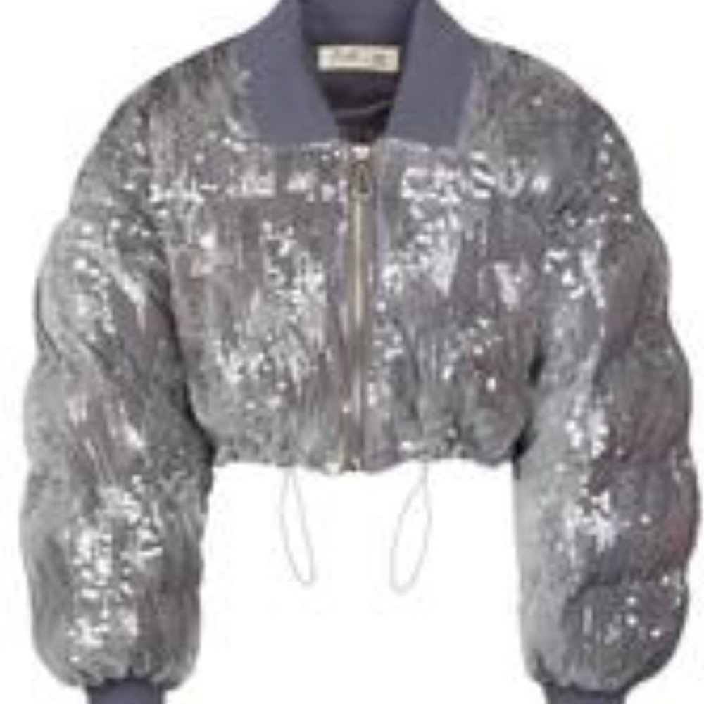 Pnk88 Silver Sequins Puffer Jacket